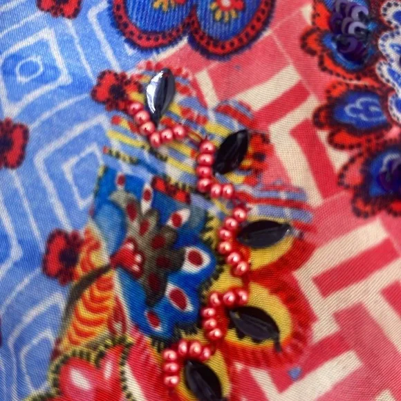 Anthropologie Nyza Beaded Multi Color Blouse By Bhanuni by Jyoti FREE SHIPPING - Picture 8 of 12